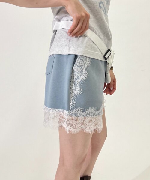 w closet（ダブルクローゼット）の「レースショートスウェットパンツ（スウェットパンツ・レディース・グレー/アイボリー/ブルー・FREE）」の18枚目の写真