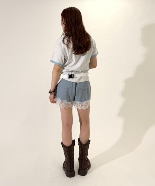 w closet（ダブルクローゼット）の「レースショートスウェットパンツ（スウェットパンツ・レディース・グレー/アイボリー/ブルー・FREE）」の5枚目の写真