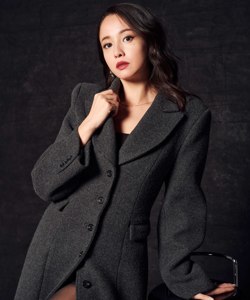 EIMY ISTOIRE(エイミーイストワール)の「CLASSIC WOOL LONG COAT(チェスターコート・レディース・チャコールグレー/アイボリー・38/36)」の3枚目の写真