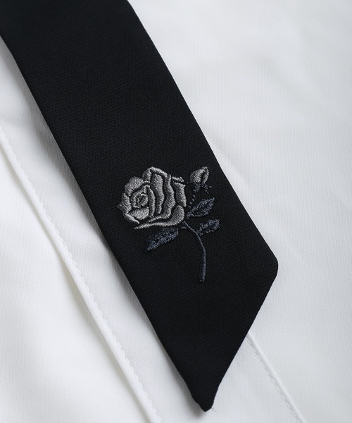 WESTSEA（ウエストシー）の「バラ刺繍ネクタイ付き とろみシャツ オーバーサイズ 長袖シャツ（シャツ/ブラウス・メンズ・ワイン/ホワイト/ブルー・M/L）」の17枚目の写真
