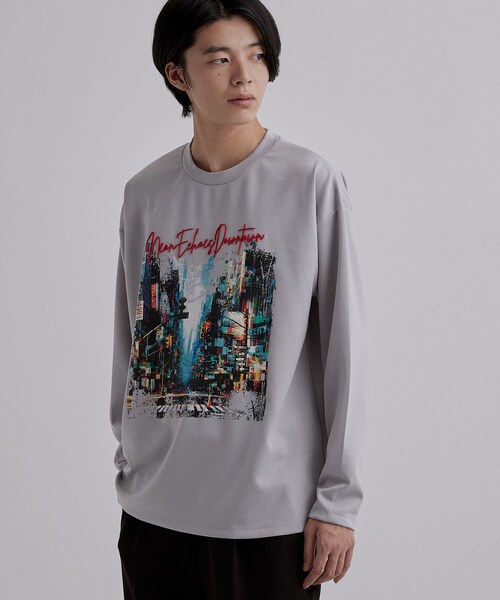tk.TAKEO KIKUCHI（ティーケータケオキクチ）の「ブラシ刺繍長袖Tシャツ（Tシャツ/カットソー・メンズ・ブラック/ライトグレー/ホワイト・04/03/02）」の3枚目の写真