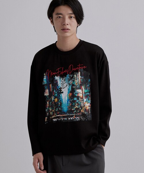 tk.TAKEO KIKUCHI（ティーケータケオキクチ）の「ブラシ刺繍長袖Tシャツ（Tシャツ/カットソー・メンズ・ブラック/ライトグレー/ホワイト・04/03/02）」の2枚目の写真