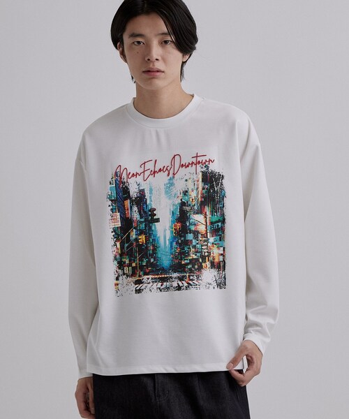 tk.TAKEO KIKUCHI（ティーケータケオキクチ）の「ブラシ刺繍長袖Tシャツ（Tシャツ/カットソー・メンズ・ブラック/ライトグレー/ホワイト・04/03/02）」の4枚目の写真