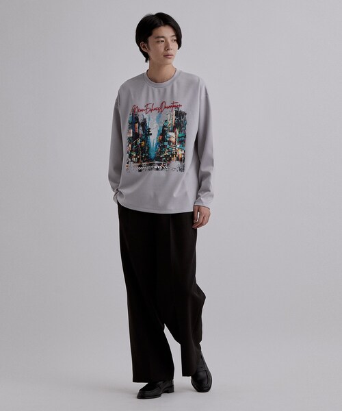 tk.TAKEO KIKUCHI（ティーケータケオキクチ）の「ブラシ刺繍長袖Tシャツ（Tシャツ/カットソー・メンズ・ブラック/ライトグレー/ホワイト・04/03/02）」の9枚目の写真