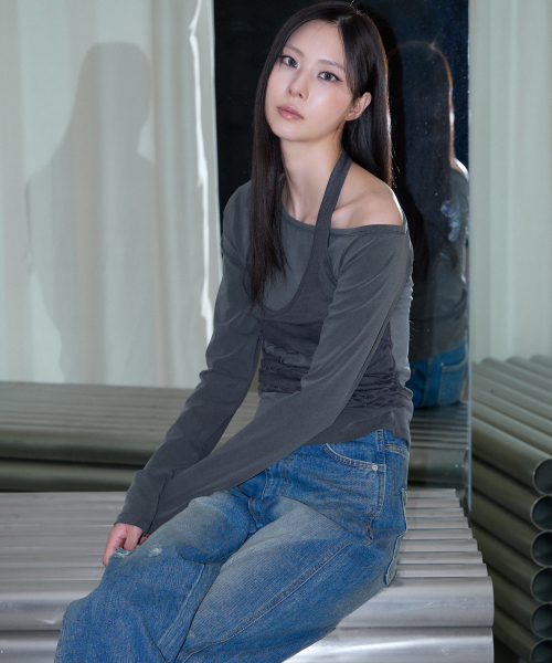 UNKNOWN PLANET(アンノウンプラネット)の「ヴィンテージスリット入りワイドデニムパンツ サンドブルー(デニムパンツ・レディース・その他・SMALL/LARGE/MEDIUM)」の4枚目の写真