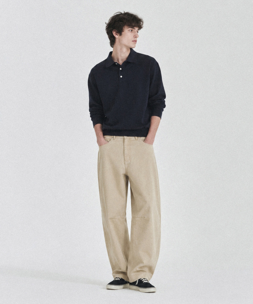 ACSHI(アクシ)の「コットンツイル膝切り替えカーブドパンツ (ライトベージュ)(その他パンツ・メンズ・サンドベージュ・MEDIUM/LARGE/X-LARGE/XX-LARGE)」の6枚目の写真