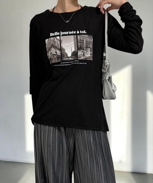 THE SOIS(ソア)の「フォトプリントシアーロンT(Tシャツ/カットソー・レディース・オフホワイト/ブラック・FREE)」の2枚目の写真