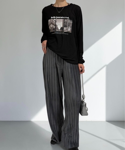 THE SOIS(ソア)の「フォトプリントシアーロンT(Tシャツ/カットソー・レディース・オフホワイト/ブラック・FREE)」の3枚目の写真