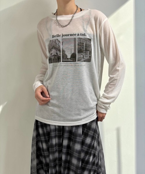 THE SOIS(ソア)の「フォトプリントシアーロンT(Tシャツ/カットソー・レディース・オフホワイト/ブラック・FREE)」の9枚目の写真