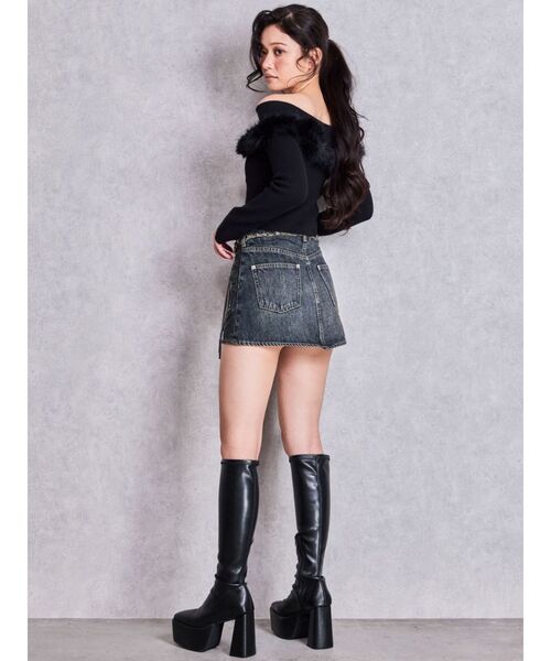 GYDA(ジェイダ)の「フロントZIPオフショルフェイクファーリブニットトップス(ニット/セーター・レディース・ベージュ/オフホワイト/ブラック・FREE)」の20枚目の写真