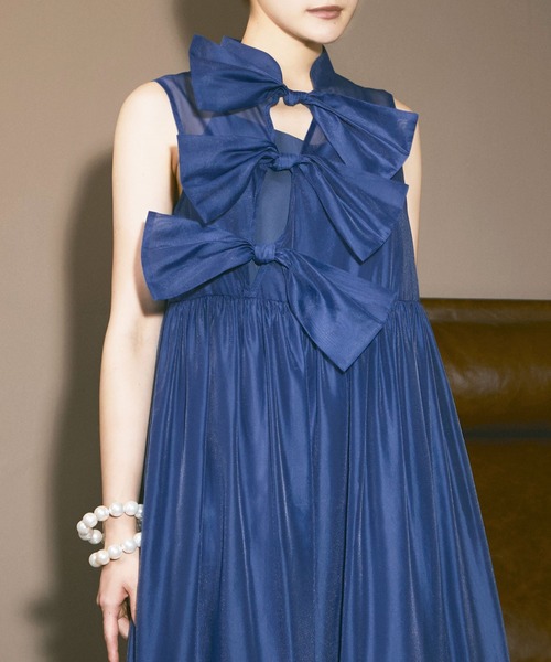 etoll.（エトル）の「リボンデザインティアードドレス（ドレス・レディース・オレンジ/ブルー/チャコール・M/M-Short）」の21枚目の写真