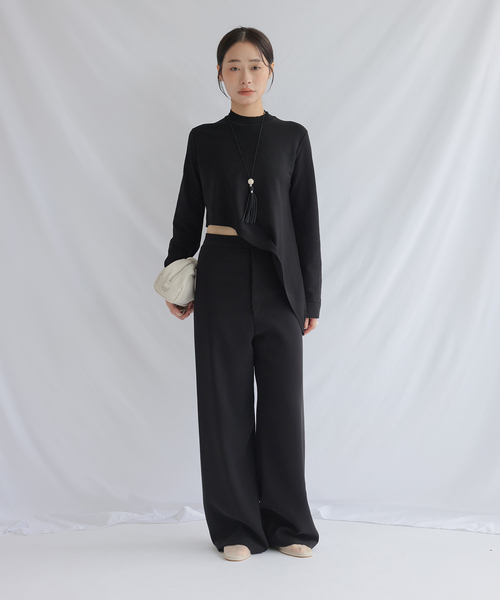 chlal(クラール)の「ハイウエストリラックスパンツ(スラックス・レディース・ブラック/ホワイト・38/36)」の19枚目の写真