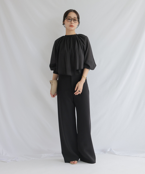 chlal(クラール)の「ハイウエストリラックスパンツ(スラックス・レディース・ブラック/ホワイト・38/36)」の20枚目の写真
