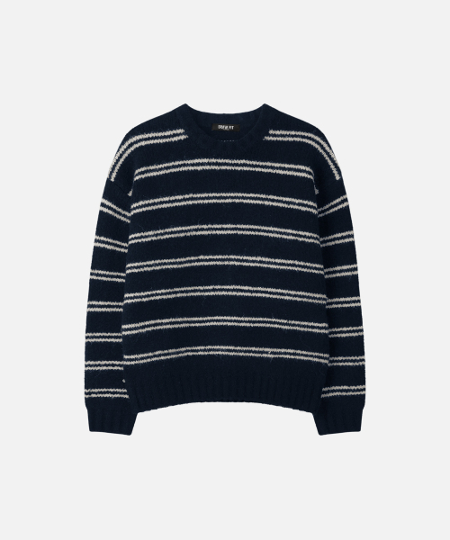 DRAW FIT（ドローフィット）の「ウールヘアリーストライププルオーバーニット [NAVY]（ニット/セーター・メンズ・その他・MEDIUM/LARGE/X-LARGE）」の2枚目の写真