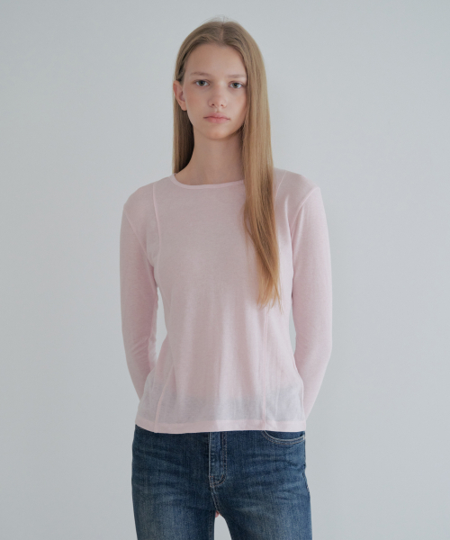 GRASPLAN(グラスプラン)の「シースルー テンセルウール 長袖 ピンク(Tシャツ/カットソー・レディース・その他・FREE)」の3枚目の写真