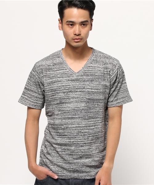 ikka（イッカ）の「ジャガードパイル無地VネックTシャツ（Tシャツ/カットソー・メンズ・ホワイト/ライトグレー/ネイビー/オフホワイト・X-LARGE/MEDIUM/LARGE）」の3枚目の写真