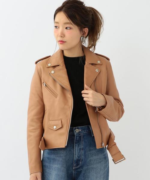 Another Edition(アナザーエディション)の「ラムレザーライダース/AEBC LAMB RIDERS◆(ライダースジャケット・レディース・ブラック/ブラウン・SMALL/MEDIUM)」の1枚目の写真