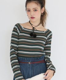 one after another NICE CLAUP | オフショルリブプルオーバー(Tシャツ/カットソー)