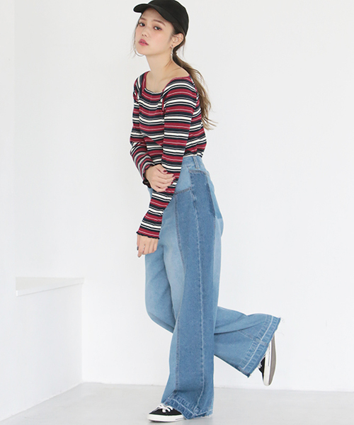 one after another NICE CLAUP（ワンアフターアナザーナイスクラップ）の「オフショルリブプルオーバー（Tシャツ/カットソー・レディース・その他1/その他2/ブラック/キャメル/ボルドー/オフホワイト・FREE）」の21枚目の写真