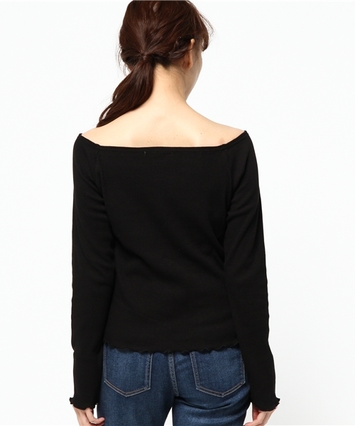 one after another NICE CLAUP（ワンアフターアナザーナイスクラップ）の「オフショルリブプルオーバー（Tシャツ/カットソー・レディース・その他1/その他2/ブラック/キャメル/ボルドー/オフホワイト・FREE）」の9枚目の写真