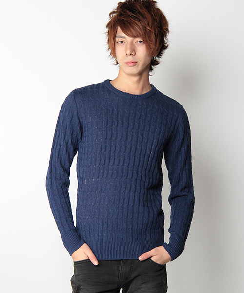 VENCEEXCHANGE（ヴァンスエクスチェンジ）の「ケーブルCNニット（ニット/セーター・メンズ・ホワイト/ネイビー/グレー系その他・LARGE/MEDIUM）」の3枚目の写真