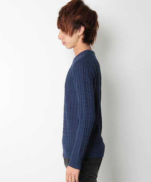 VENCEEXCHANGE（ヴァンスエクスチェンジ）の「ケーブルCNニット（ニット/セーター・メンズ・ホワイト/ネイビー/グレー系その他・LARGE/MEDIUM）」の4枚目の写真