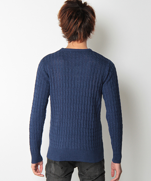 VENCEEXCHANGE（ヴァンスエクスチェンジ）の「ケーブルCNニット（ニット/セーター・メンズ・ホワイト/ネイビー/グレー系その他・LARGE/MEDIUM）」の5枚目の写真