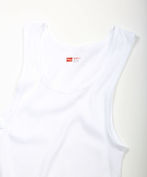 HANES（ヘインズ）の「【HANES/ヘインズ】パック入りリブタンクトップ（2Ｐ）HM2-K701/無地/2枚組み（タンクトップ・メンズ・ホワイト/ブラック/グレー/スミクロ・LARGE/MEDIUM/SMALL）」の7枚目の写真
