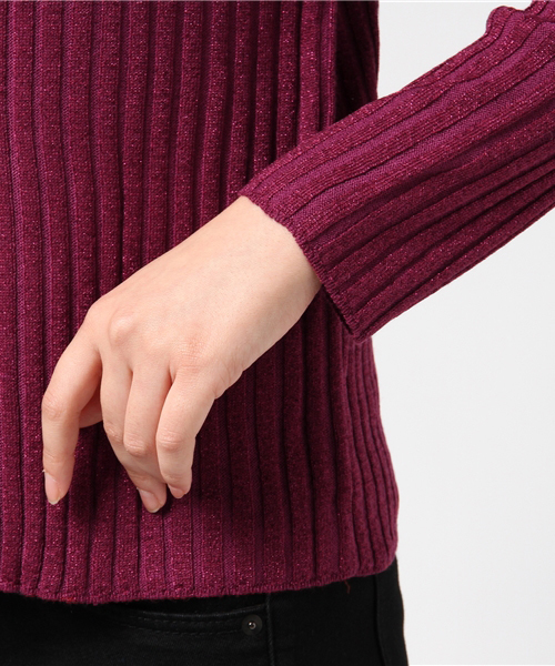 natural couture(ナチュラルクチュール)の「Vネックラメリブニット(ニット/セーター・レディース・グリーン/ブラック/イエロー/ピンク・FREE)」の10枚目の写真