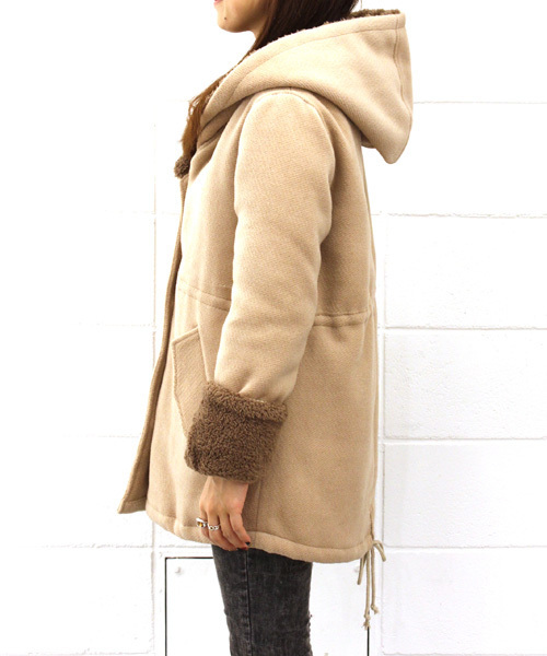 mystic（ミスティック）の「BIGフードボアコート（その他アウター・レディース・ブラック/キャメル/ベージュ・ﾌﾘ-）」の12枚目の写真