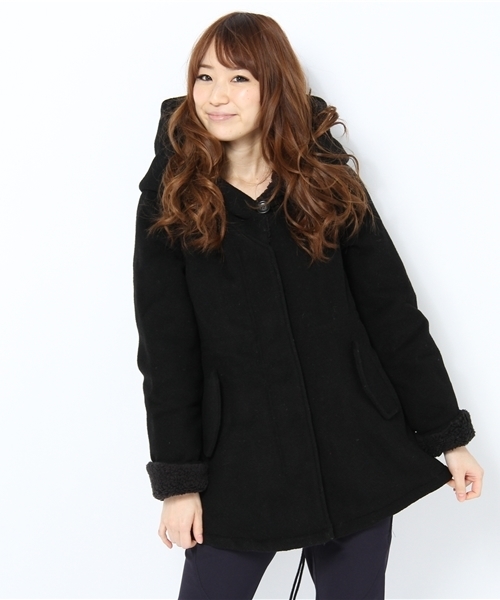 mystic（ミスティック）の「BIGフードボアコート（その他アウター・レディース・ブラック/キャメル/ベージュ・ﾌﾘ-）」の2枚目の写真