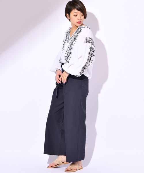 CIAOPANIC(チャオパニック)の「コットンギャバワイドパンツ(その他パンツ・レディース・アイボリー/ベージュ/ネイビー・FREE)」の11枚目の写真