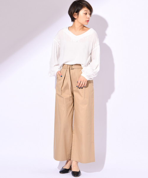 CIAOPANIC(チャオパニック)の「コットンギャバワイドパンツ(その他パンツ・レディース・アイボリー/ベージュ/ネイビー・FREE)」の16枚目の写真