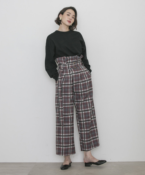 STUDIOUS(ステュディオス)の「【STUDIOUS】フィブリルストレッチハイウエストタックパンツ(その他パンツ・レディース・ブラック/マルチ/キャメル・0/1)」の17枚目の写真