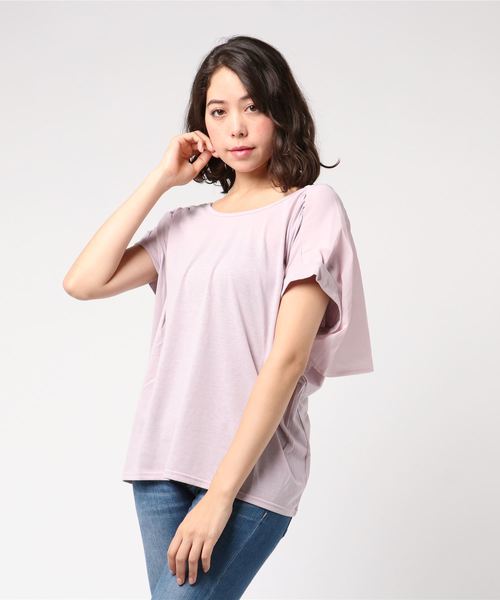 GeeRA(ジーラ)の「バックドレープシフォン使いトップス(Tシャツ/カットソー・レディース・ブラック/ネイビー/オフホワイト/ドット/ラベンダー・SMALL/XX-LARGE/XXX-LARGE/XXXX-LARGE/LARGE/X-LARGE/MEDIUM)」の18枚目の写真