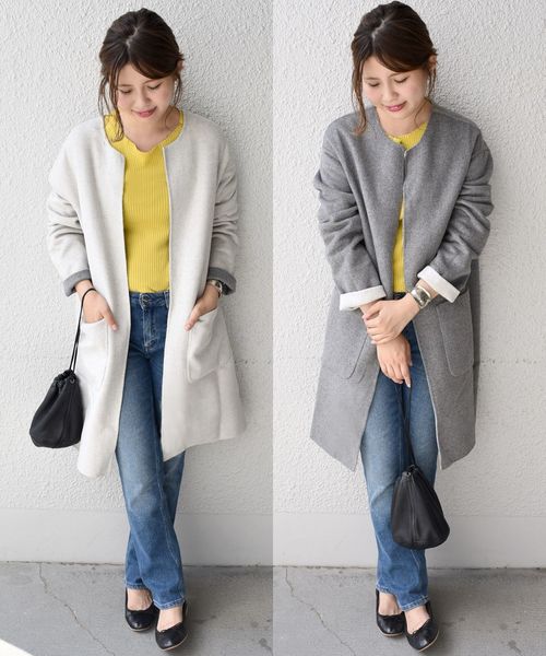 Khaju（カージュ）の「Khaju:リバーシブルノーカラーコート18FW  