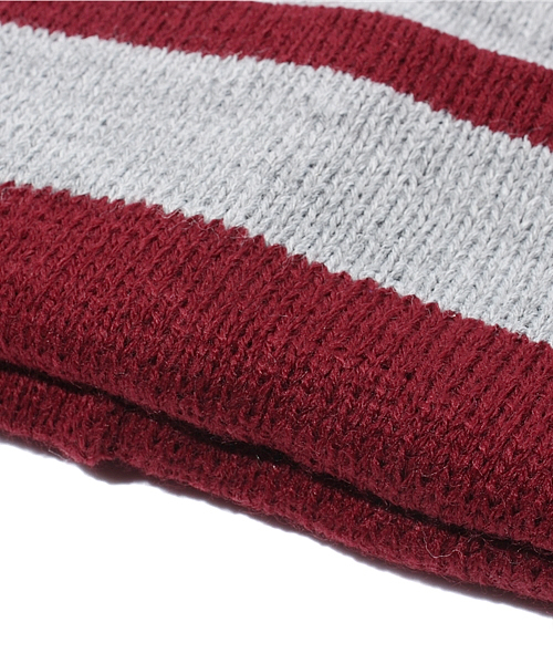 BEAMS BOY(ビームスボーイ)の「◎ARTEX / BORDER BEANIE(ニットキャップ/ビーニー・レディース・ワイン/ダークグリーン/ネイビー・ONE SIZE)」の5枚目の写真