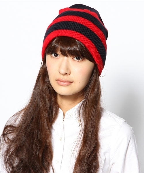 BEAMS BOY(ビームスボーイ)の「◎ARTEX / BORDER BEANIE(ニットキャップ/ビーニー・レディース・ワイン/ダークグリーン/ネイビー・ONE SIZE)」の7枚目の写真