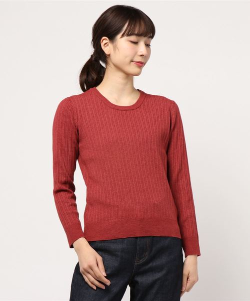 AMERICAN HOLIC（アメリカンホリック）の「変形リブクルーネックプルオーバー　＊（ニット/セーター・レディース・チャコールグレー/ブラック/ベージュ/アイボリー/杢グレー/その他7/グレー系その他4/ピンク系その他2・M/L）」の8枚目の写真