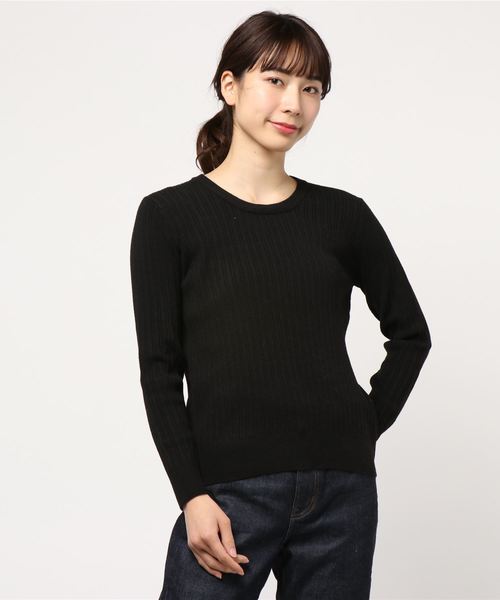 AMERICAN HOLIC（アメリカンホリック）の「変形リブクルーネックプルオーバー　＊（ニット/セーター・レディース・チャコールグレー/ブラック/ベージュ/アイボリー/杢グレー/その他7/グレー系その他4/ピンク系その他2・M/L）」の3枚目の写真