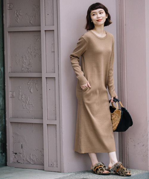 3wayコットンリブジャージロングワンピース ロングカーディガン セットアップ可 Munich ミューニック 公式通販