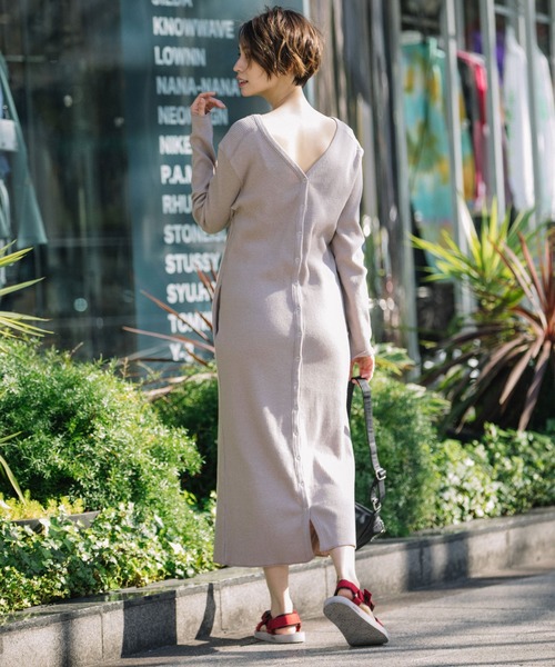 Munich（ミューニック）の「3wayコットンリブジャージロングワンピース/ロングカーディガン【セットアップ可】（ワンピース・レディース・ブラック/ネイビー/ブラウン/ライトブラウン/ナチュラル/グレイッシュベージュ/ライトブルー/グレー/キャメル・FREE）」の15枚目の写真