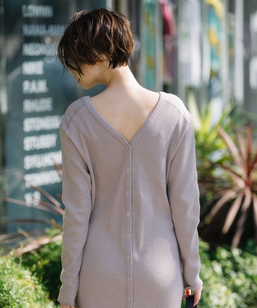 Munich（ミューニック）の「3wayコットンリブジャージロングワンピース/ロングカーディガン【セットアップ可】（ワンピース・レディース・ブラック/ネイビー/ブラウン/ライトブラウン/ナチュラル/グレイッシュベージュ/ライトブルー/グレー/キャメル・FREE）」の12枚目の写真