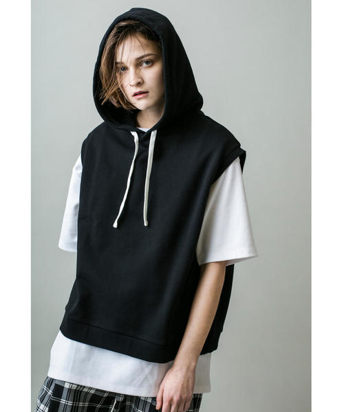 MONKEY TIME(モンキータイム)の「<monkey time> URK CROPPED PO HOODIE/パーカー(ベスト・メンズ・ブラック/ベージュ・M/L)」の2枚目の写真