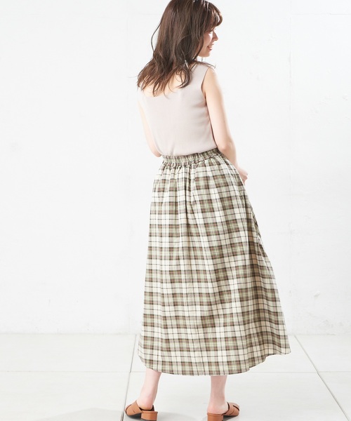 natural couture（ナチュラルクチュール）の「カラーチェックフレアスカート（スカート・レディース・グリーン/ミント/サックスブルー・FREE）」の11枚目の写真