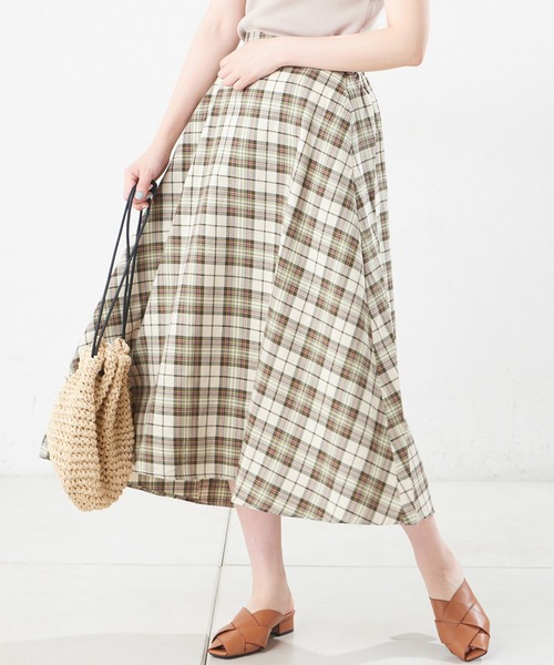 natural couture（ナチュラルクチュール）の「カラーチェックフレアスカート（スカート・レディース・グリーン/ミント/サックスブルー・FREE）」の14枚目の写真