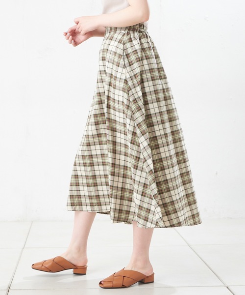 natural couture（ナチュラルクチュール）の「カラーチェックフレアスカート（スカート・レディース・グリーン/ミント/サックスブルー・FREE）」の18枚目の写真