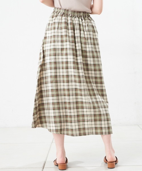 natural couture（ナチュラルクチュール）の「カラーチェックフレアスカート（スカート・レディース・グリーン/ミント/サックスブルー・FREE）」の5枚目の写真