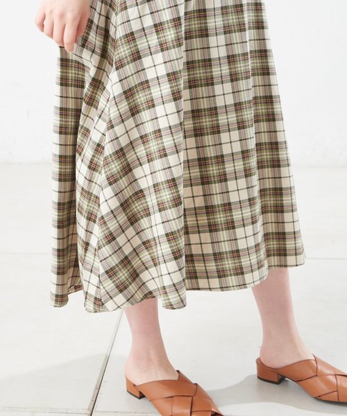 natural couture（ナチュラルクチュール）の「カラーチェックフレアスカート（スカート・レディース・グリーン/ミント/サックスブルー・FREE）」の16枚目の写真