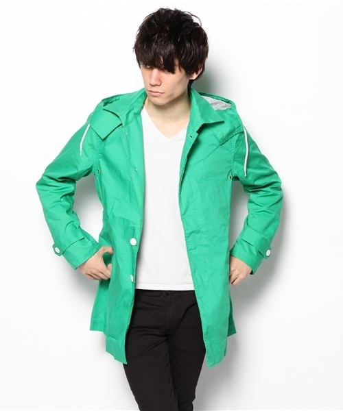 coen（コーエン）の「フーデットステンカラーコート（ステンカラーコート・メンズ・ダークグリーン/コバルトブルー・MEDIUM/LARGE/SMALL/X-LARGE）」の6枚目の写真